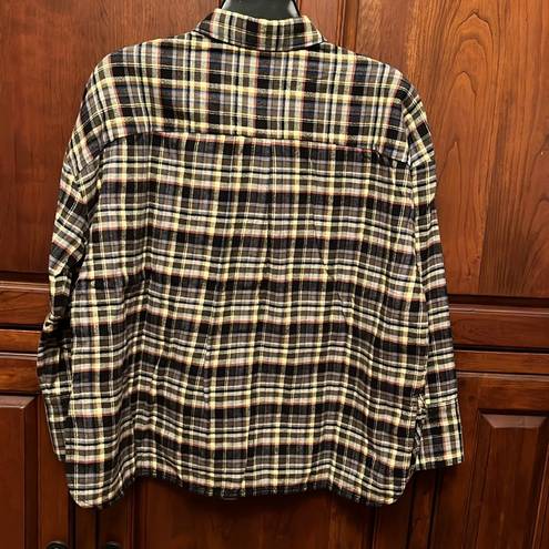 Everlane  Women’s The Boxy Flannel beech 100% cotton multi color plaid Size S NWT