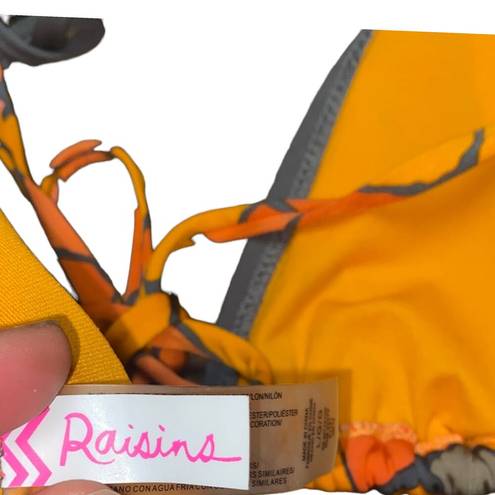 Raisin's  Gray Multicolored Print Swim Bikini Bathing Suit Top Women's Size Large