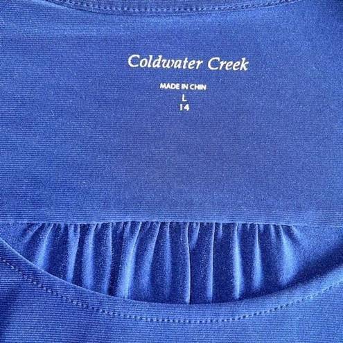 Coldwater Creek  Women's Wrap Drape Top Long Sleeve Shirt Layered Blue Large