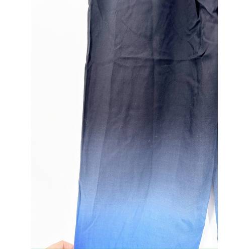 The Row  Avant Ombre Black Blue Relaxed Silk Shantung Pants Size XS