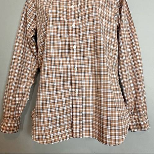 Nordstrom Vintage 1970s  Shirt Plaid Women Button-Up Brown Office Long Sleeve