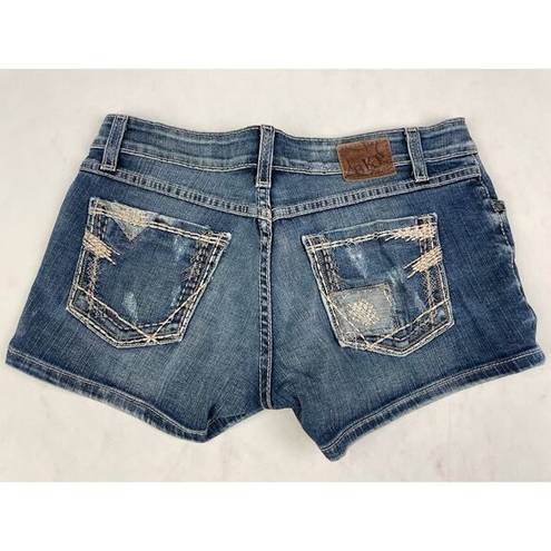 BKE The Buckle  Denim Stella 2 1/2" Denim Distressed Jean Shorts Size 28 Stretch