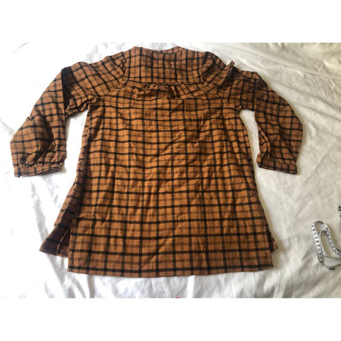 Isabel Maternity long sleeve brushed flannel maternity top brown Plaid S NWT!