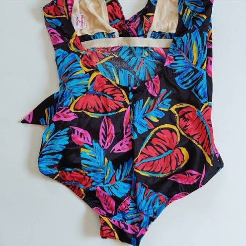 Maxine of Hollywood Vintage  Wrap Floral One Piece Swimsuit