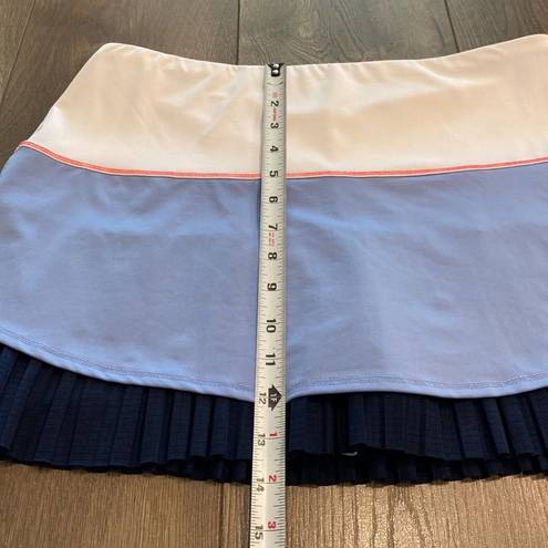 Lucky in Love  13” Tier Pleated Blue And White Tennis Skirt Size Large