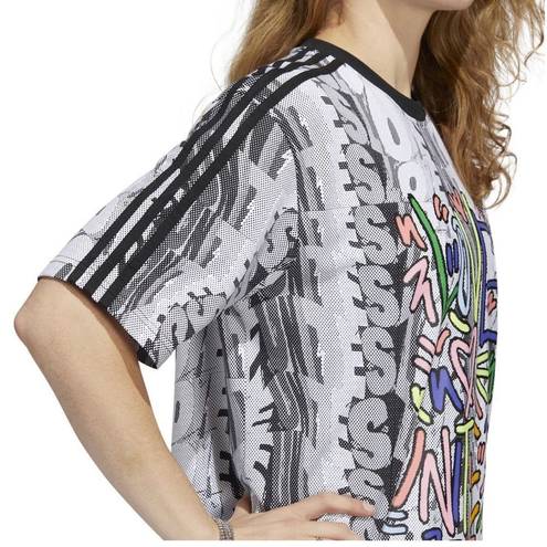 Adidas  Originals Women's Love Unites Graffiti Doodle Athleisure T-Shirt Dress