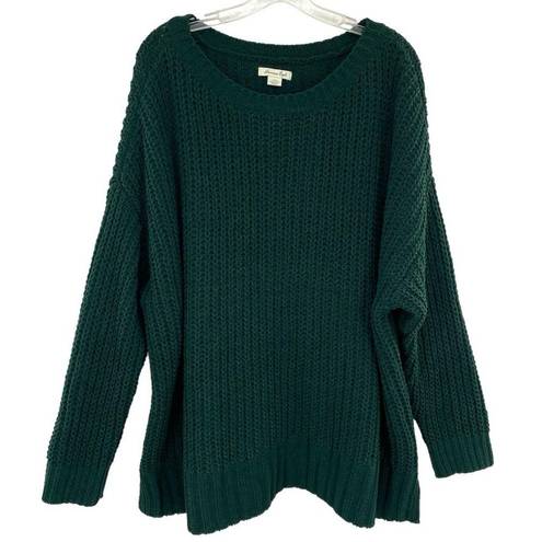 American Eagle  Women’s Forest Green Slouchy Oversized Chenille Sweater