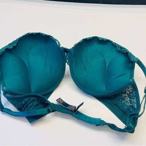 Victoria's Secret  Bombshell Plunge Super Push Up Bra Lace 38C add 2 Cups Green