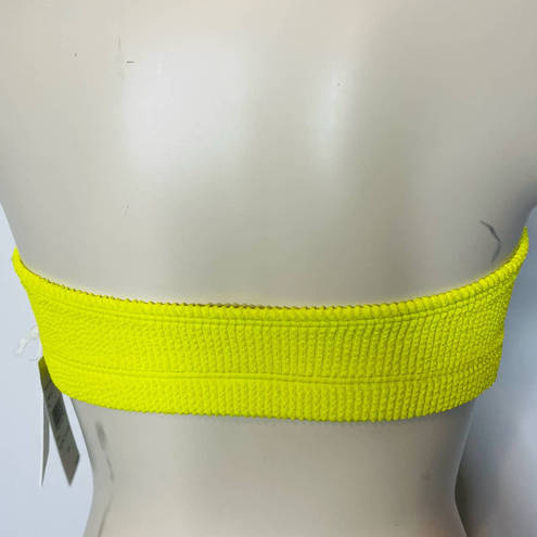 Good American  Bikini Top S-M Electric Yellow Strapless Crinkle Swimwear Beach