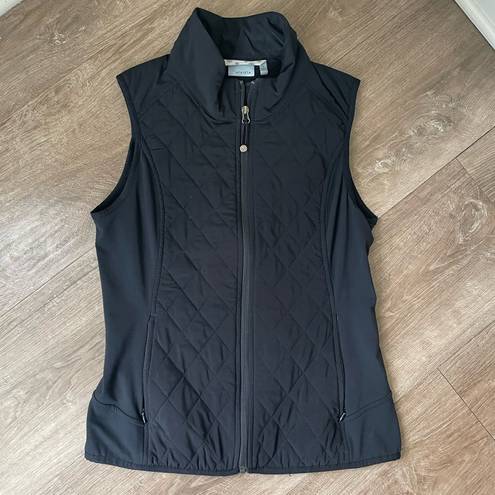 Athleta  Black Quilted Zip Up Vest Pockets Side Panels ~ 65336 Women’s Size M