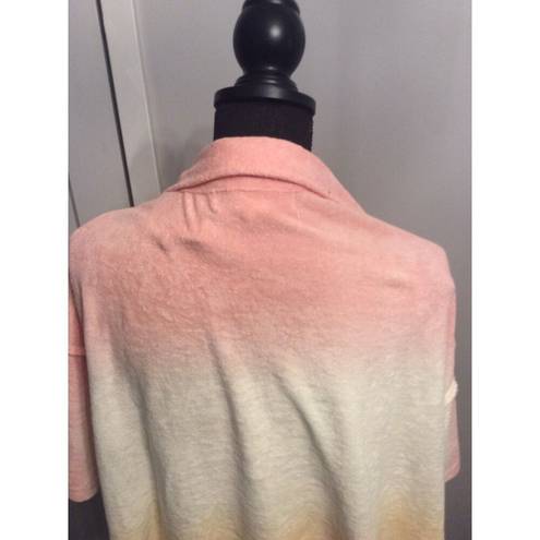 Vintage Havana New NWT  Cropped Terry Cloth Ombre Pink Yellow OVERSIZED Small
