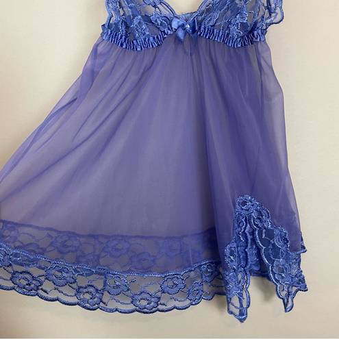 Frederick's of Hollywood  Negligee Lace Slit Sophie Babydoll Bow Size Medium Sexy