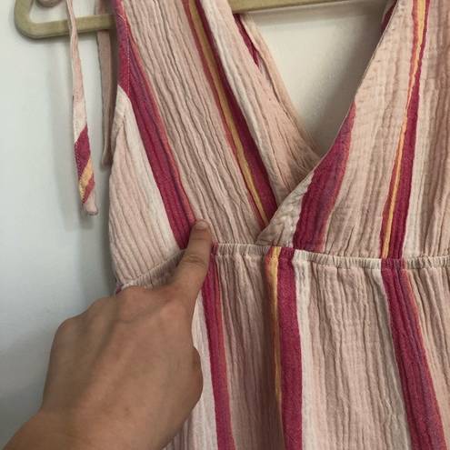 Marine layer cotton Sage Double Cloth Maxi Dress in pink stripe pocket XS