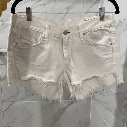 Rag and Bone  White Denim Mid-Rise Cut-Off Jean Shorts