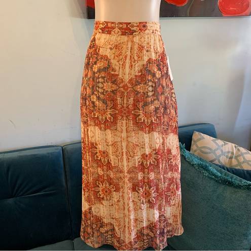 Anthropologie Akemi + Kin  Laurel Canyon Boho Pleated Midi Skirt Size XL $118