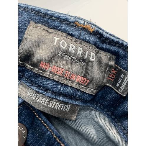 Torrid  Women's Feel The Fit Mid Rise Slim Boot Denim Jeans Vintage Stretch 16R