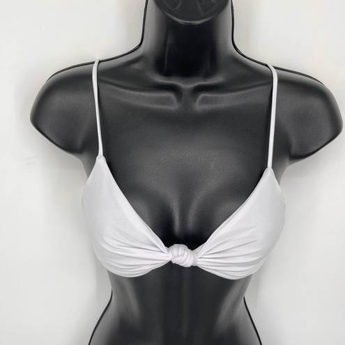 Naked Wardrobe  Swim White Knotted Bikini Top NEW Womens Sz L Style SW1050T