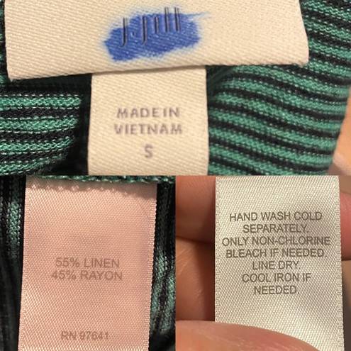 J.Jill NWT  Womens Blazer Jacket Green Blue Stripe Knit  Linen Blend Small
