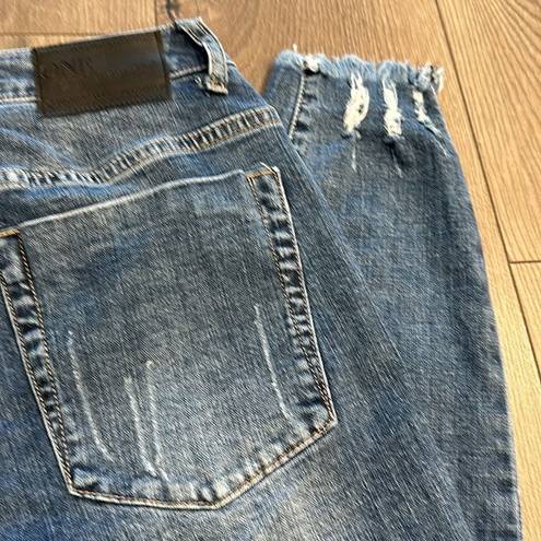 One Teaspoon  High Waist Free Bird Fitted Distressed Stretch Blue Jeans Size 28