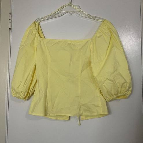 Etophe studios  Yellow puffer sleeve cropped tie front blouse top medium