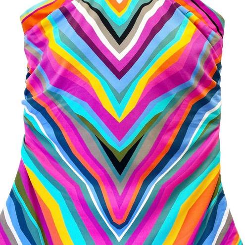 Trina Turk NWT  Louvre Striped High-Neck Reversible One-Piece Swimsuit Size 10