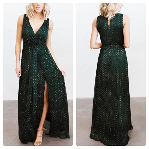 Baltic Born NEW  | Emerald Green Helen Tank Dress V Neck Long Evening Gown Large