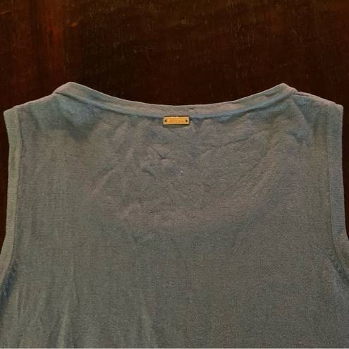 St. John Sport SZ L Santana Knit Tank Shell BLUE Scoop Neck Sleeveless Top