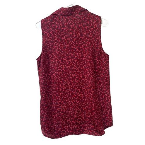 Equipment Femme Size M Red Button Down Sleeveless Blouse Floral