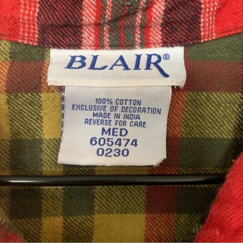 Blair WOMEN’S Vintage  mixed plaid embroidered flannel shirt