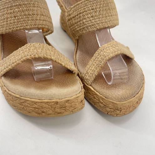 sbicca  Womens Jute Wedge Sandals Jute Platform Slip On 2.5" Heels Beige Size 8