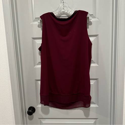 Carmen Marc Valvo Carmen by  Maroon Sleeveless Blouse 2X