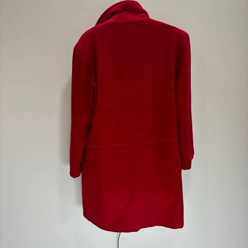 Hilary Radley Vintage Wool Cashmere Made in Italy Blend Red PeaCoat Coat size 2 Petite HEMMED