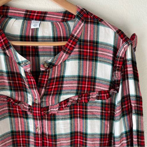 Old Navy  XXL Womens Red Classic Plaid Flannel Button Down Shirt Holiday