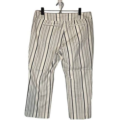 Krass&co NY &  7th Avenue White Striped Cotton Blend Cropped Pants Women Sz 12