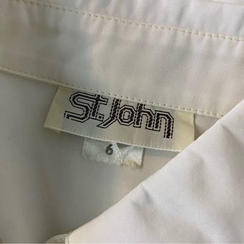 St. John  Vintage Satin Button Down White Shirt 6