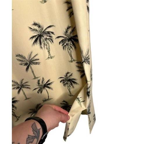 The Moon Vintage Pineapple Dress Palm Trees Cream Black Silk  Size Large EUC