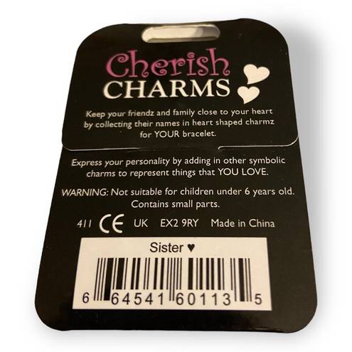 Cherish  Charms SISTERS Bracelet Charm NEW NWT Silvertone Silver Tone