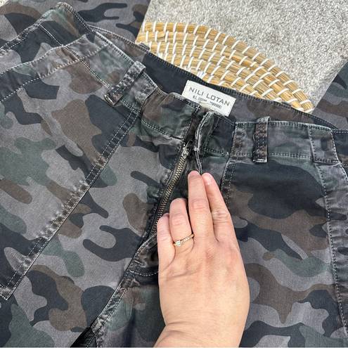 Edge Nili Lotan Jenna Cropped Raw  Hem Military Charcoal Camo Pants Mid Rise 6
