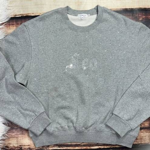 Good American  Leo Jeweled Sweatshirt Grey