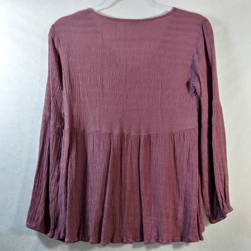 Sim & Sam  Dusty Rose Peplum Long Sleeve Top Size Small