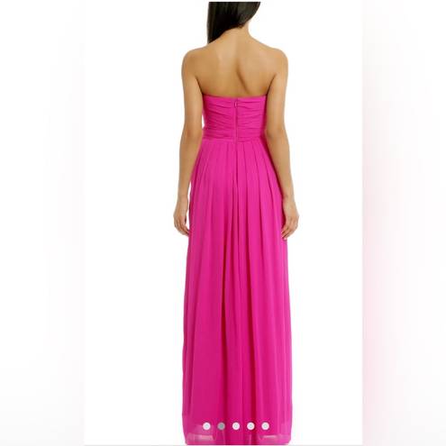 Badgley Mischka  Collection Magenta Fluorescent Chiffon Strapless Gown 10