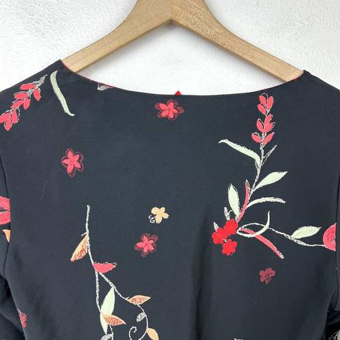 Natori Vintage Josie  Y2K Floral Cropped Top Size M Asian Floral Long Sleeve