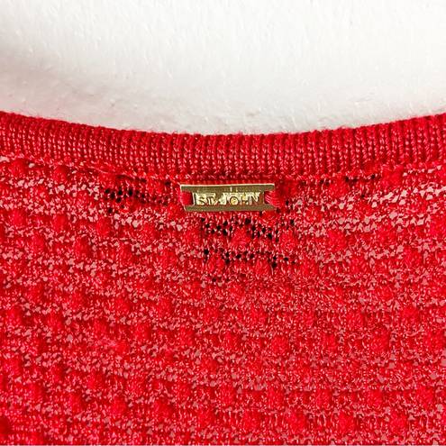 St. John  Red Wool Blend Open Knit Tank Top, Size Large