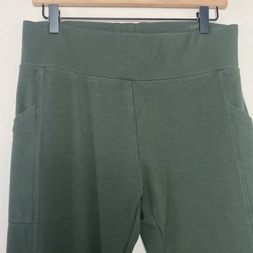 Lou & grey  Ponte Knit Pocket Capri Leggings Olive Green Size LP