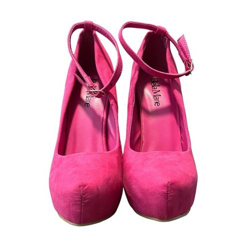 Bella Marie , hot pink, suede Mary Jane Pumps.