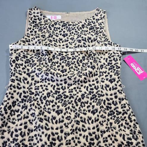 Krass&co 9& Womens Dress Size S Tan Midi Preppy Leopard Sleeveless Shift Round Neck Zip