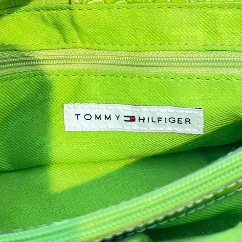 Tommy Hilfiger  Handbag Women Small Pink Canvas Green Croc Purse Shoulder Bag