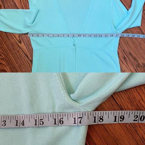 Krass&co Vintage NY& Cardigan Turquoise One Button Long Sleeves Women 90s/Y2K