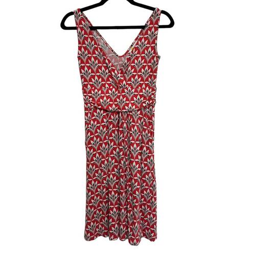 Petal Boden Effie Jersey Dress in Cherry Red/Ivory Palm  - Size 2 Petite