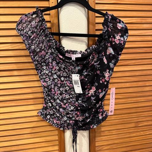 Crave fame  Rouched Juniors Floral Top NWT Small